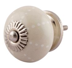 Cream Dotted Line Ceramic Floral Knobs