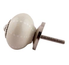 Cream Dotted Line Ceramic Floral Knobs