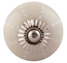 Cream Dotted Line Ceramic Floral Knobs