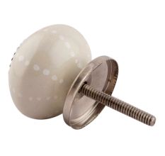 Cream Dotted Line Ceramic Floral Knobs
