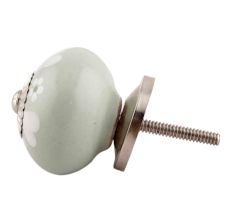 Sage Green Heart And Tiny Flower Ceramic Knobs