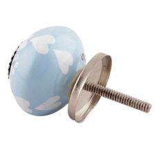 Turquoise Heart And Tiny Flower Ceramic Cabinet Knobs