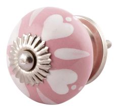 Pink Heart Ceramic Floral Knobs
