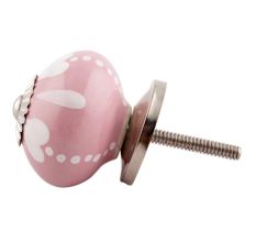 Pink Heart Ceramic Floral Knobs
