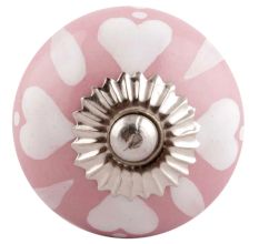 Pink Heart Ceramic Floral Knobs