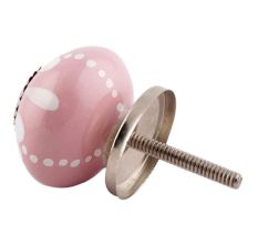 Pink Heart Ceramic Floral Knobs