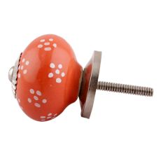 Orange Dotted Ceramic Floral Wardrobe Knobs Online