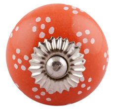 Orange Dotted Ceramic Floral Wardrobe Knobs Online