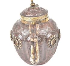 Copper & Brass Tea Pot With Fine Engraving