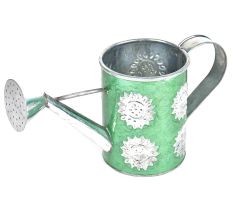 Green Silver Flowers Engraved Watering Metal  Can