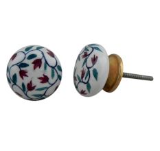 Cherry Floral Flat Knob