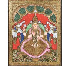 Tanjore Painting of Gajalaxmi With Embellishments