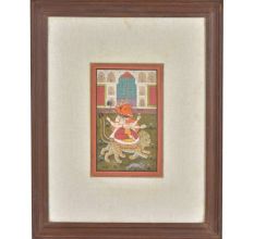 Lord Ganesh Seated on Two Tigers  Indian MiniatureÂ  Painting