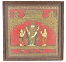 Traditional Tanjore Painting Of Lord Vishnu With Frame