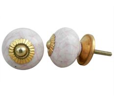 Cream Pink Crackle Ceramic Knob