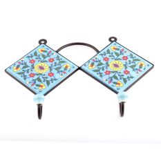 Turquoise And Yellow Wheel Flower Tiles Hooks