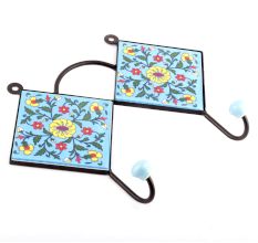Turquoise And Yellow Wheel Flower Tiles Hooks