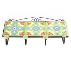 Sage Green And Turquoise Tiny Flower Tiles Hooks