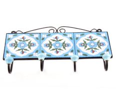 Turquoise And White Floral Tiles Hooks Online