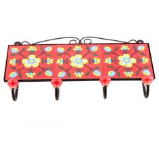 Red And Yellow Flower Tiles Hooks