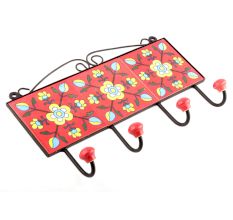 Red And Yellow Flower Tiles Hooks
