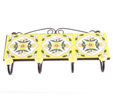 Yellow And White Tiny Flower Tiles Hooks
