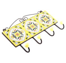 Yellow And White Tiny Flower Tiles Hooks