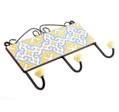Yellow And Turquoise Floral Tiles Hooks Online