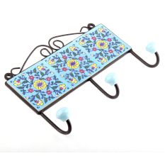 Turqoise And Yellow Wheel Flower Tiles Hooks