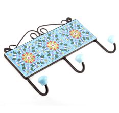 Turquoise And Yellow Floral Tiles Hooks