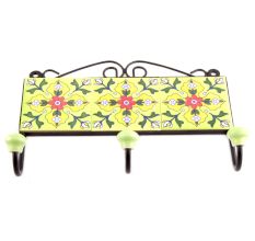 Yellow And Red Tiny Flower Tiles Hooks
