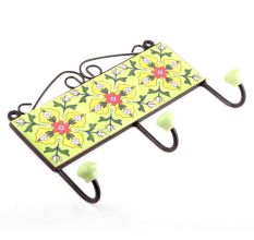 Yellow And Red Tiny Flower Tiles Hooks