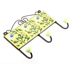 Yellow And Forest Green Leaf Floral Tiles Hooks Online 
