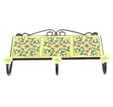Yellow Forest Green Wheel Floral Tiles Hooks Online