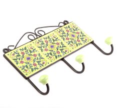 Yellow Forest Green Wheel Floral Tiles Hooks Online
