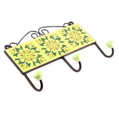 Yellow And Forest Green Flower Tiles Hooks Online