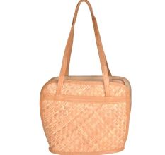 Eco Friendly  Bamboo  Handbag With Pocket And Faux Leather Handle