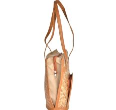 Eco Friendly  Bamboo  Handbag With Pocket And Faux Leather Handle
