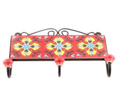 Red And Turquoise Flower Ceramic Tiles Hooks Online