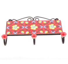 Red Floral Ceramic Tiles Hooks Online