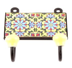 Yellow And Turquoise Sunflower Ceramic Tiles Hooks Online
