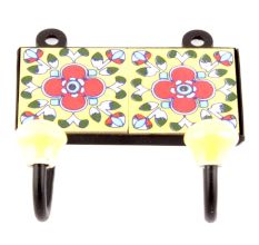 Yellow And Red Floral Ceramic Tiles Hooks