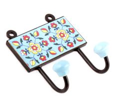 Turquoise And Yellow Floral Ceramic Tiles Hooks Online