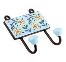 Turquoise Floral Ceramic Tiles Hooks Online