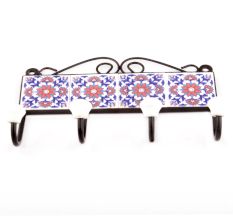 Navy Blue And Red Sunflower Ceramic Tiles Hooks Online