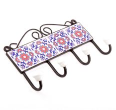 Navy Blue And Red Sunflower Ceramic Tiles Hooks Online