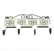 White Navy Blue Floral Ceramic Tiles Hooks Online