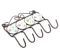 White Blue Tiny Flower Ceramic Tiles Hooks Online