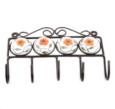 White And Orange Ceramic Flower Tiles Hooks Online
