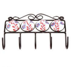 White Red Leaf Ceramic Tiles Hooks Online